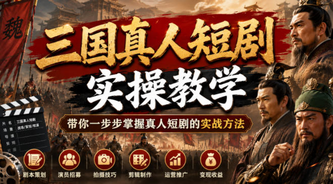三国真人短剧实操教学,带你一步步掌握真人短剧的实战方法-资源之家