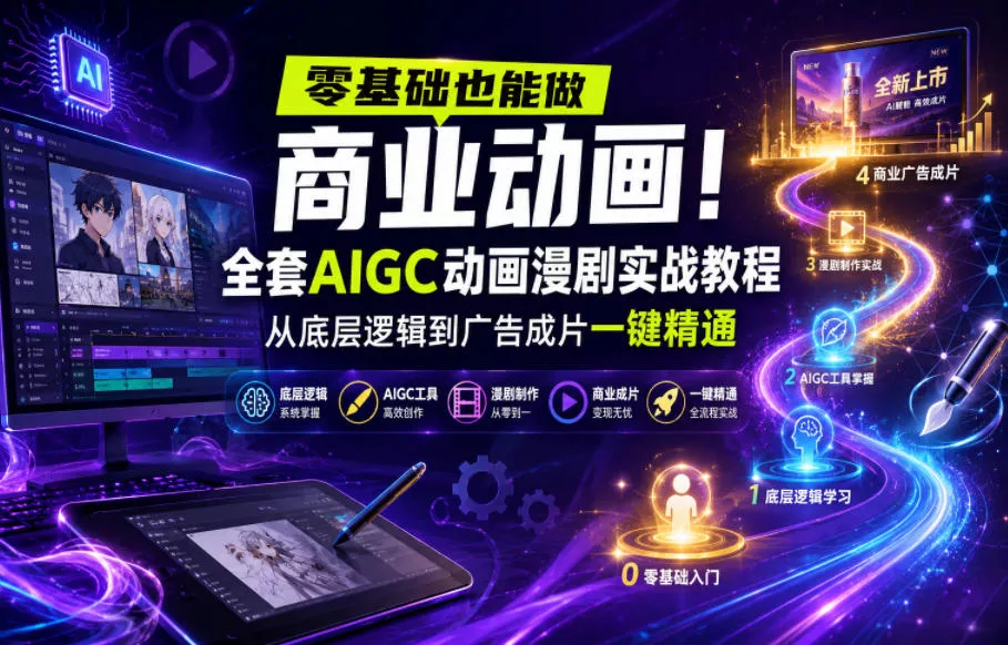 零基础也能做商业动画!全套AIGC动画漫剧实战教程,从底层逻辑到广告成片一键精通(更新0715)-资源之家