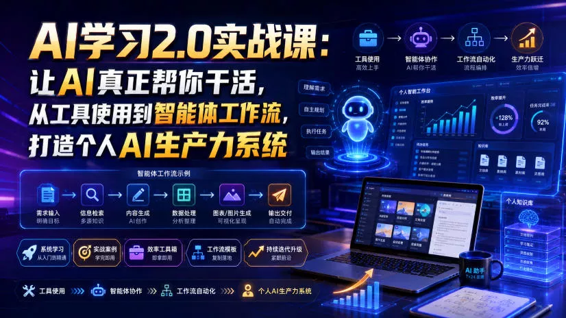 AI学习2.0实战课:让AI真正帮你干活,从工具使用到智能体工作流,打造个人AI生产力系统-资源之家