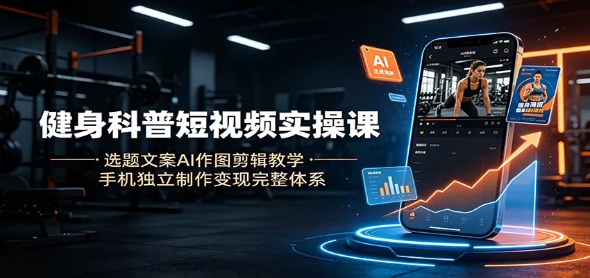 健身科普短视频实操课：选题文案AI作图剪辑教学，手机独立制作变现完整体系-资源之家