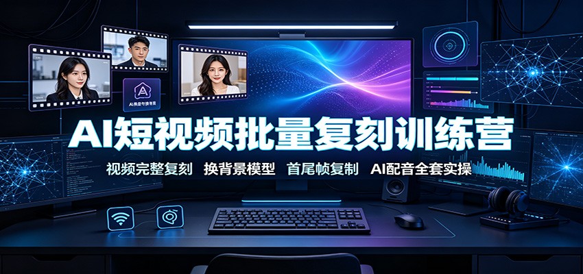 AI短视频批量复刻训练营：视频完整复刻，换背景模型、首尾帧复制、AI配音全套实操-资源之家