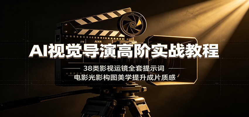 AI视觉导演高阶实战教程:38类影视运镜全套提示词,电影光影构图美学提升成片质感-资源之家