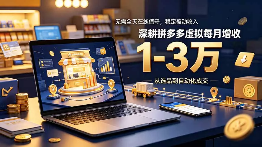 无需全天在线值守，稳定被动收入，深耕拼多多虚拟每月增收 1-3 万-资源之家
