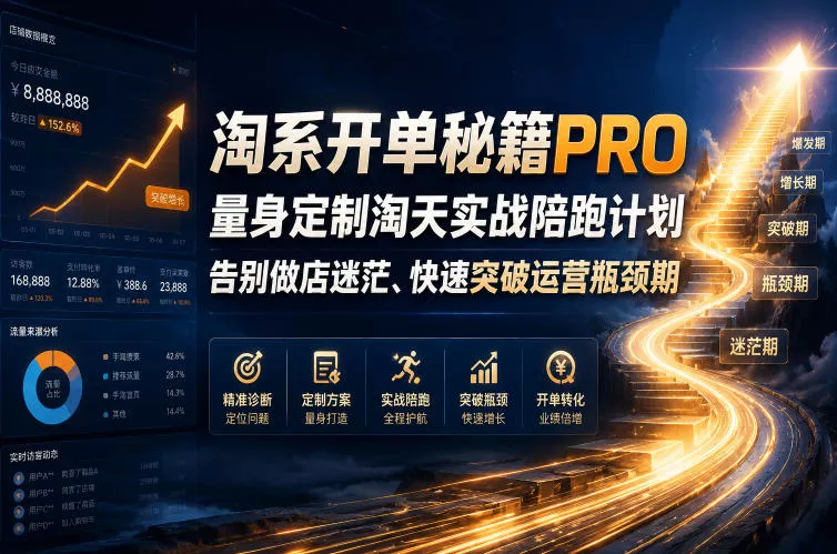 淘系开单秘籍PRO,量身定制淘天实战陪跑计划,告别做店迷茫、快速突破运营瓶颈期(20260715)-资源之家