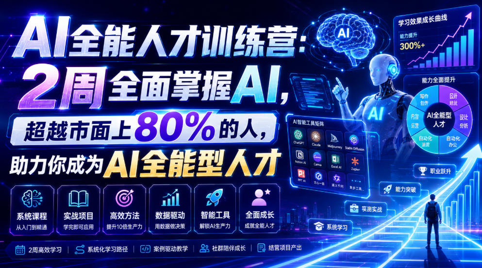 AI全能人才训练营：2周全面掌握AI，超越市面上80%的人，助力你成为AI全能型人才-资源之家